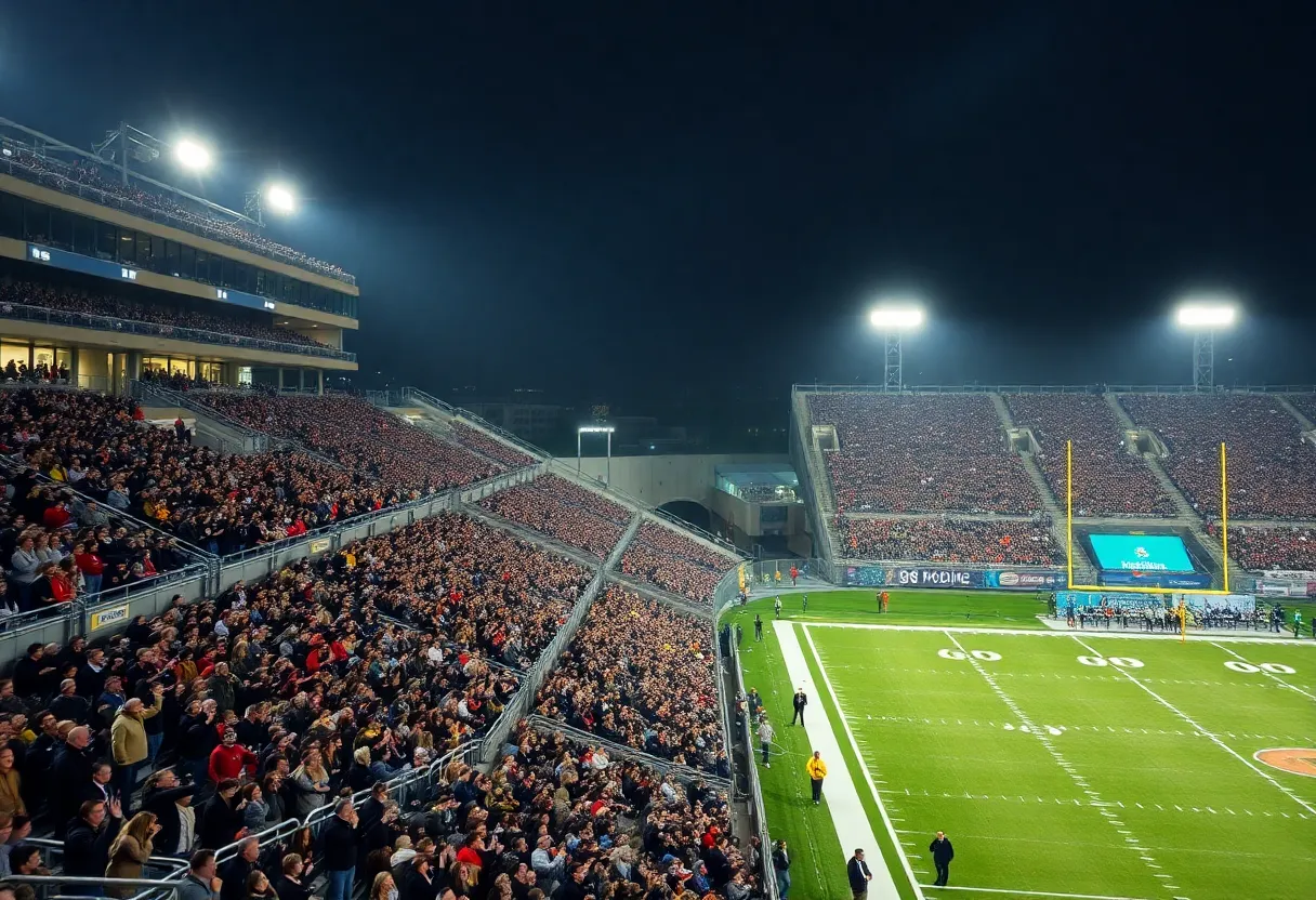 Exciting college football game atmosphere between Sam Houston Bearkats and Western Kentucky Hilltoppers.