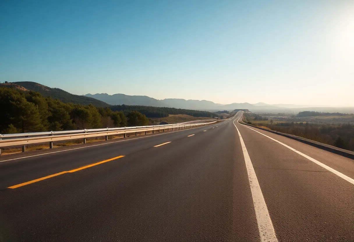 A view of the Bluegrass Parkway highlighting the lack of safety barriers.