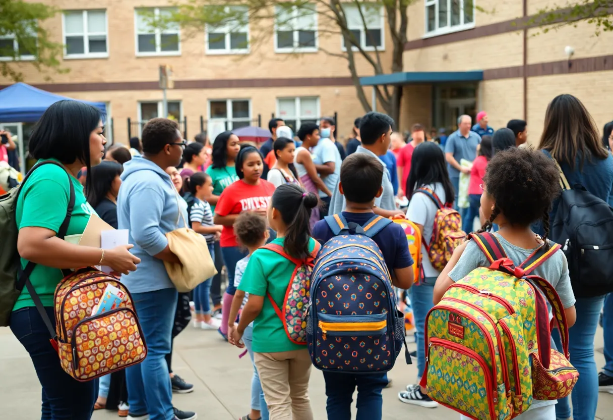 Community gathering at Bowling Green's annual back to school block party.