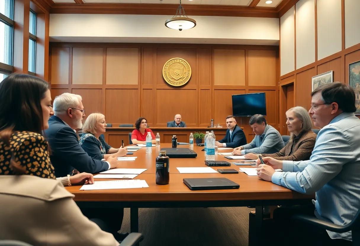 Community members discussing property tax at Bowling Green city hall
