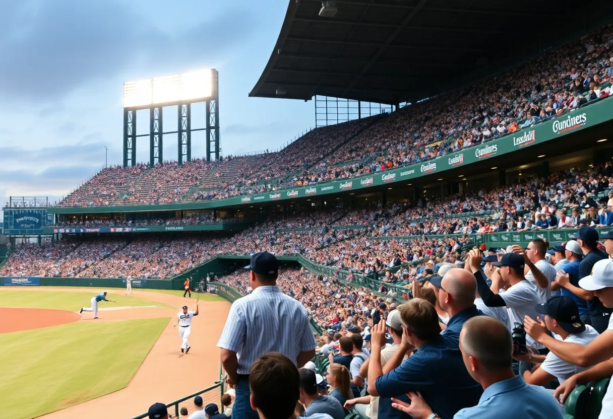 Bowling Green Hot Rods celebrating a win at the ballpark