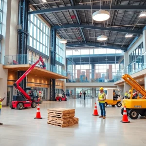 Construction at Bowling Green Junior High School for facility expansion