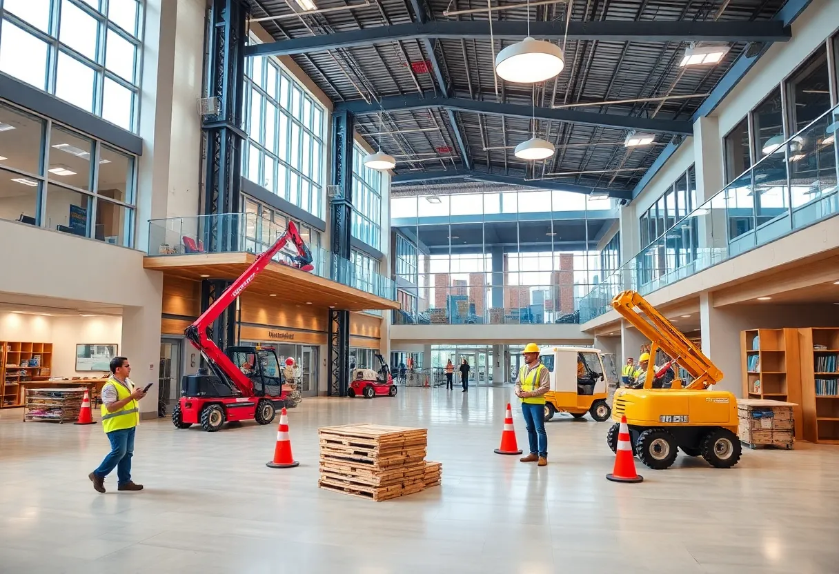 Construction at Bowling Green Junior High School for facility expansion