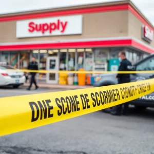 Police investigating a crime scene in Bowling Green with tape and officers present.