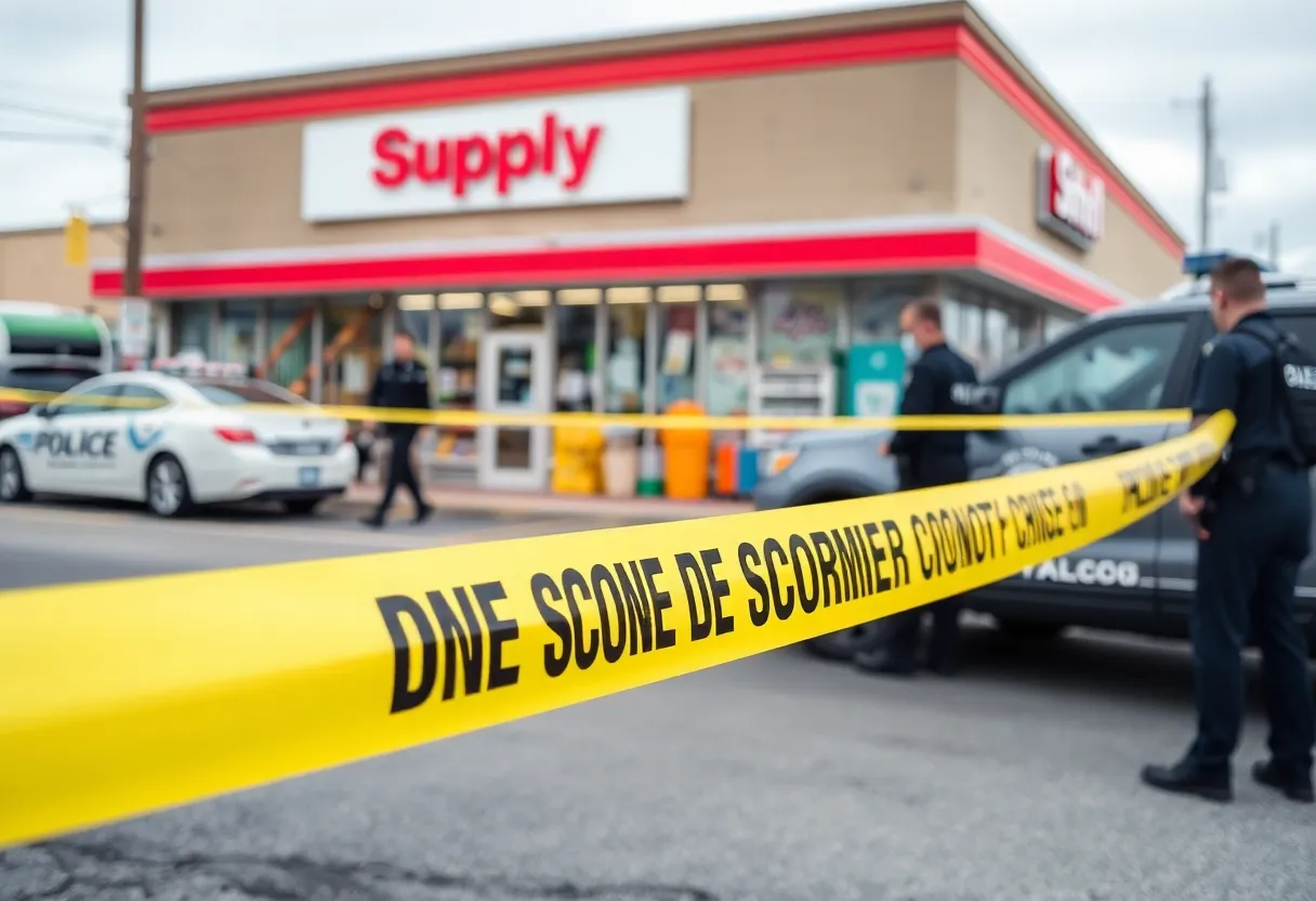 Police investigating a crime scene in Bowling Green with tape and officers present.