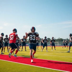 Bowling Green Purples football team practicing on field
