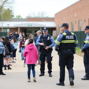 Police officers patrolling a school zone