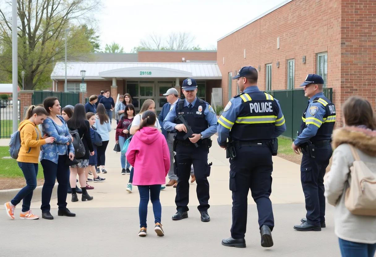 Police officers patrolling a school zone
