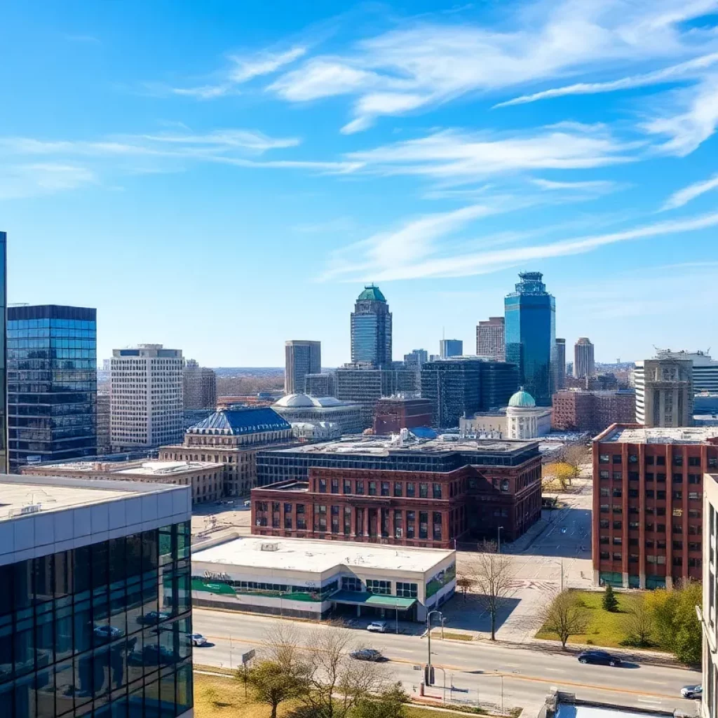 Skyline of Bowling Green, Kentucky with technology influences