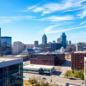 Skyline of Bowling Green, Kentucky with technology influences