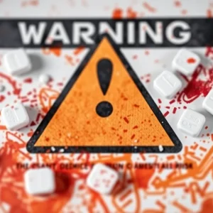 Warning sign for controlled substances depicting bromazolam