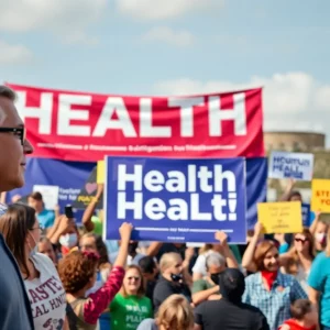 Campaign poster design emphasizing health initiatives.