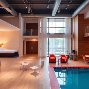 Interior view of Center Hall residence hall at WKU