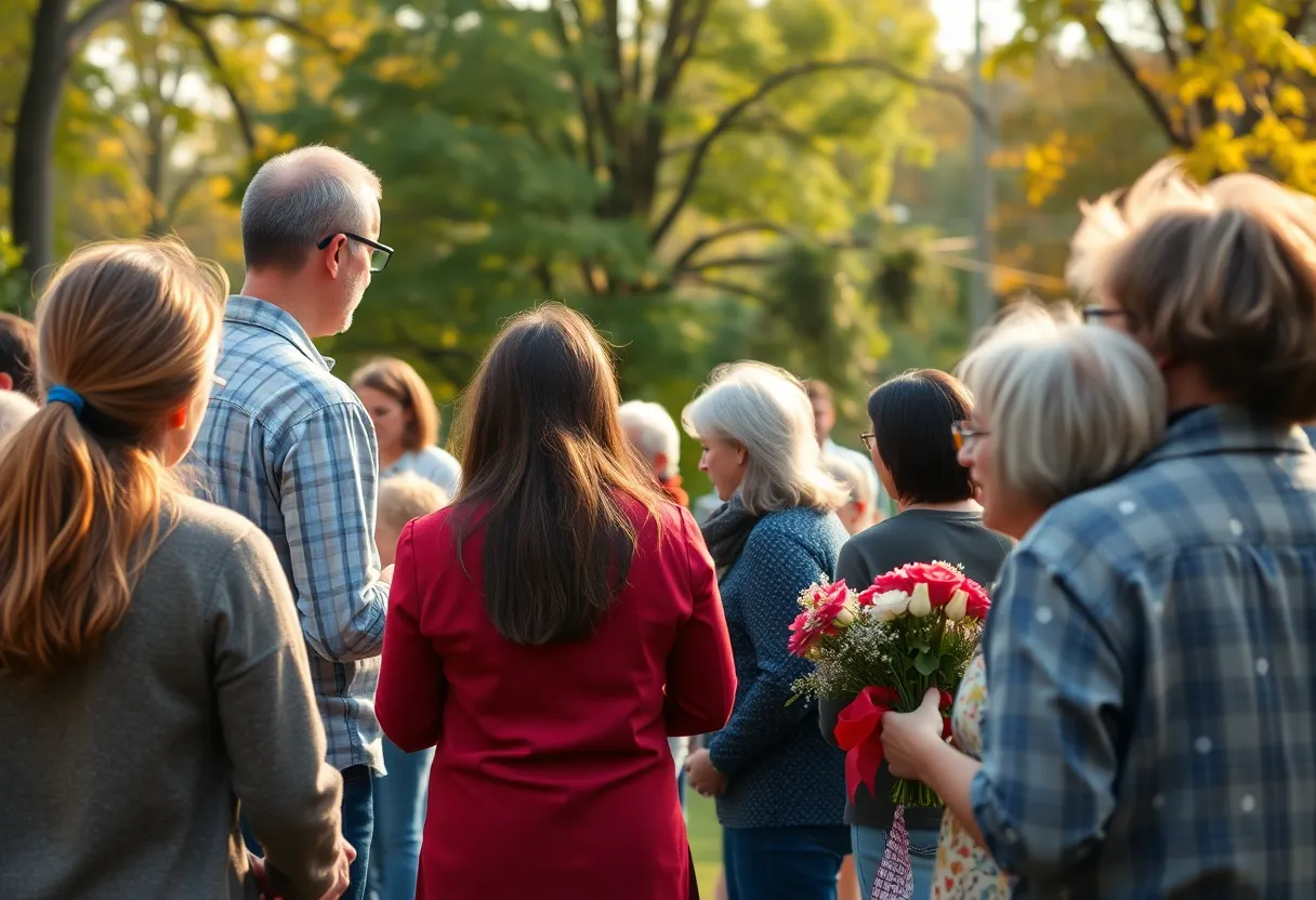A peaceful community gathering for remembrance of Steve Lewis