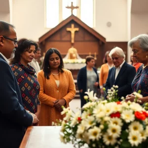 A serene church setting during a memorial service.