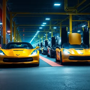 Police at GM Bowling Green Assembly Plant with Corvette