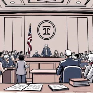 Courtroom scene about sanctuary cities legal ruling