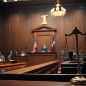 Courtroom scene symbolizing deportation and legal struggles