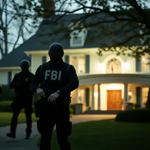 FBI agents conducting a raid