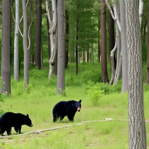 Black bears in Florida forest