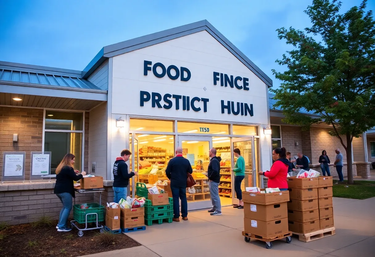 Exterior of the new Feeding America hub in Bowling Green with volunteers.