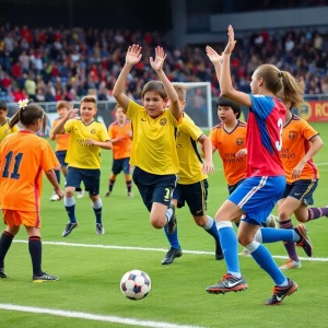 Glasgow girls' soccer team playing in a competitive match
