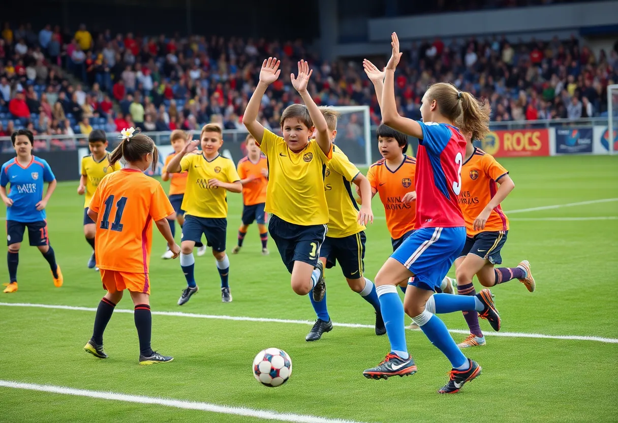Glasgow girls' soccer team playing in a competitive match