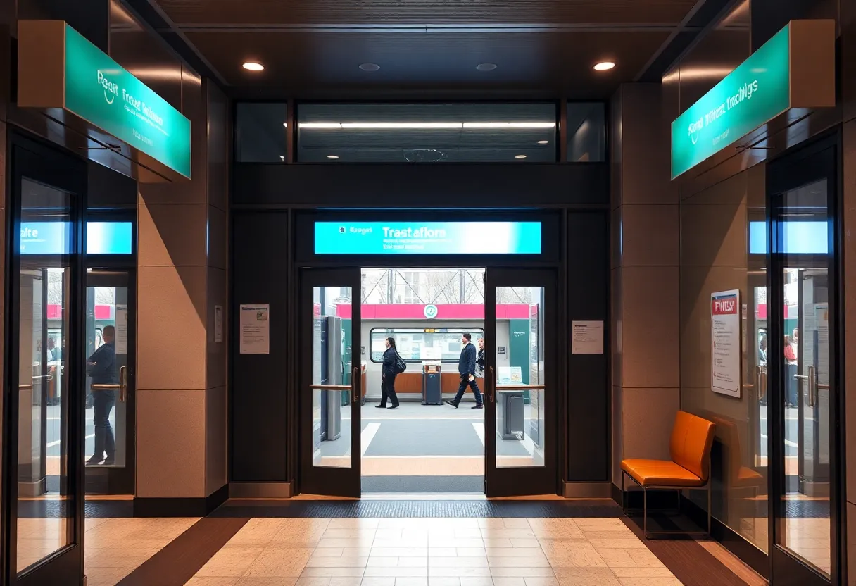 Interior view of the renovated GoBG Transit Center in Bowling Green, featuring updated facilities and waiting areas.