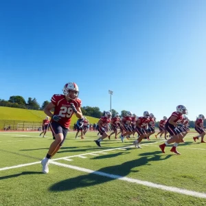 Greenwood Gators football team practicing on the field