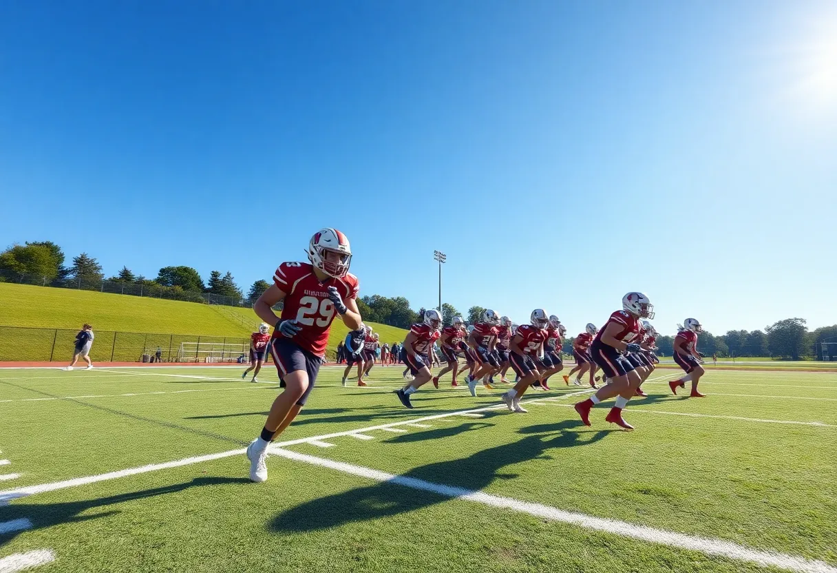Greenwood Gators football team practicing on the field
