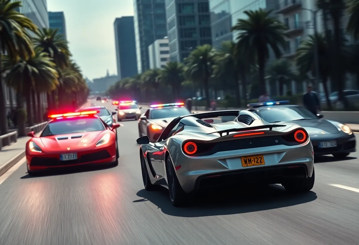 Police chasing stolen Corvettes