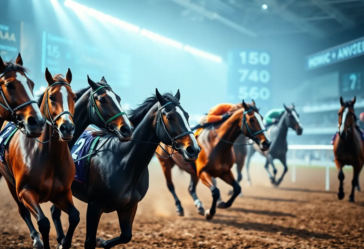 Racehorses at Kentucky Downs with high-tech tracking sensors