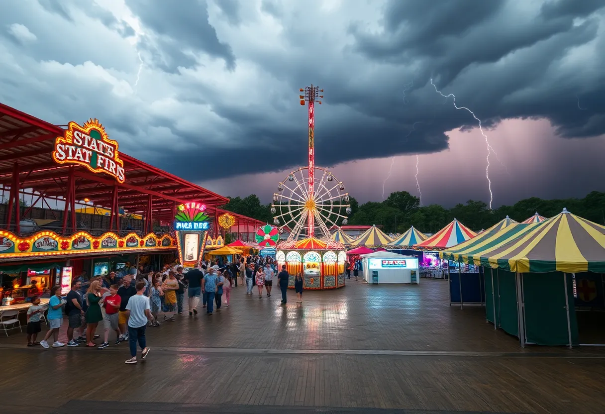Indoor activities at Kentucky State Fair during rain