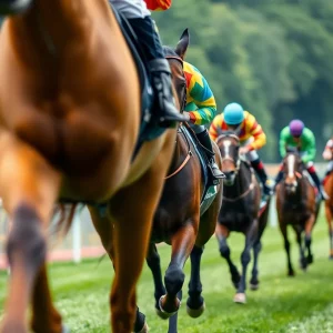 Thoroughbred horse Lord Eddard Stark racing at Kentucky Downs