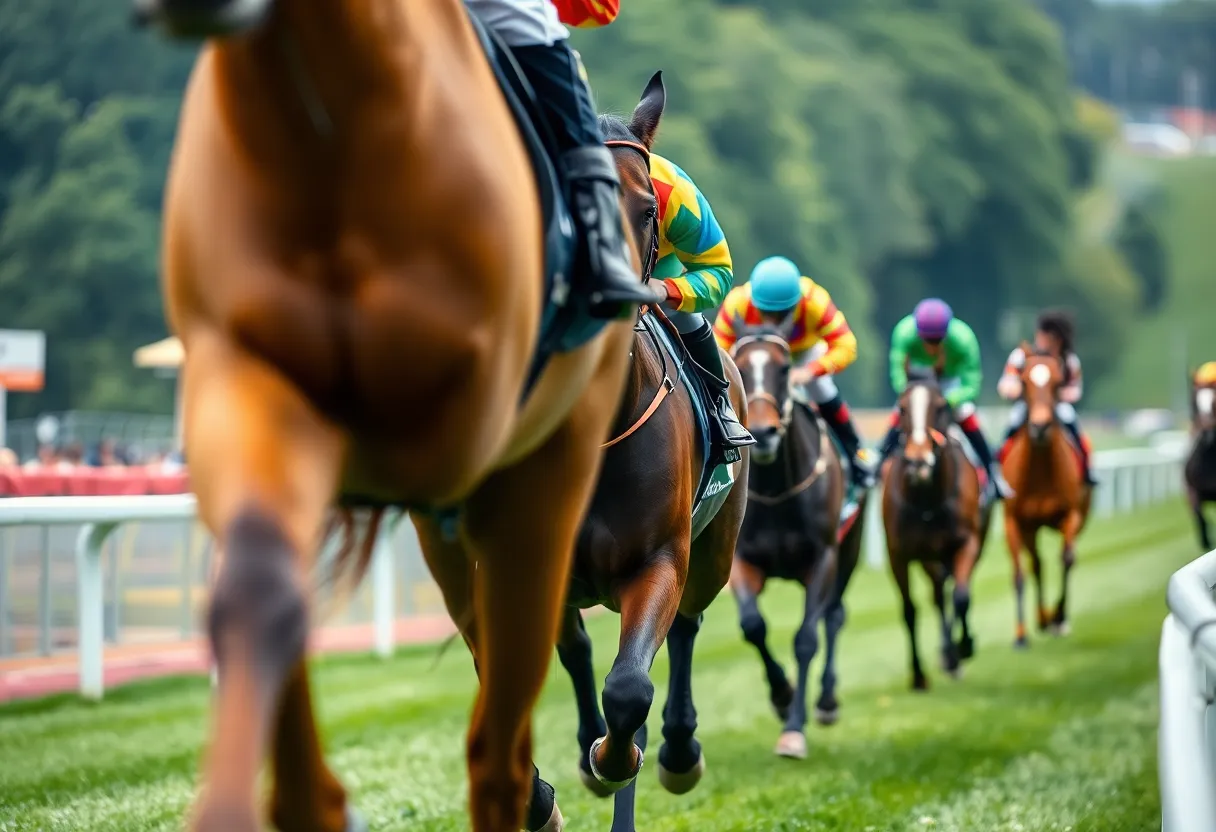 Thoroughbred horse Lord Eddard Stark racing at Kentucky Downs