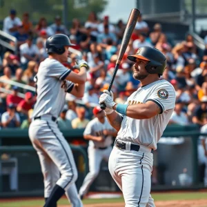 Action shot of a baseball game featuring Malmö Oat Milkers