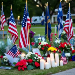 Memorial tribute scene for veteran Lt. Col. Ronald Moss