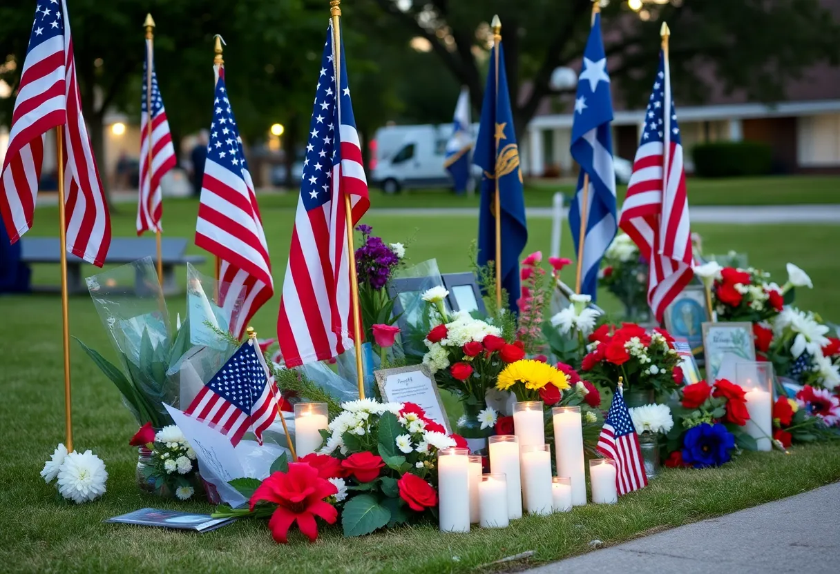 Memorial tribute scene for veteran Lt. Col. Ronald Moss