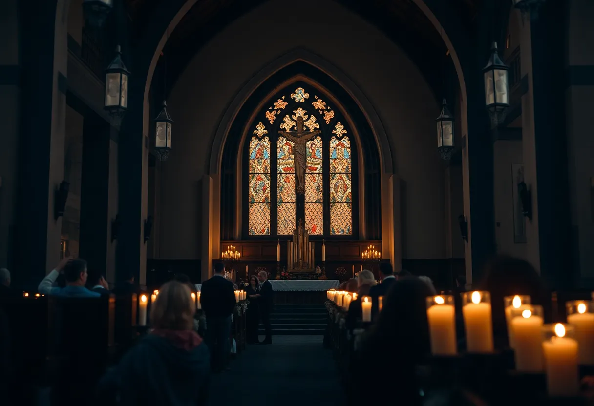 Candlelight vigil at a church in Minneapolis after the tragic shooting