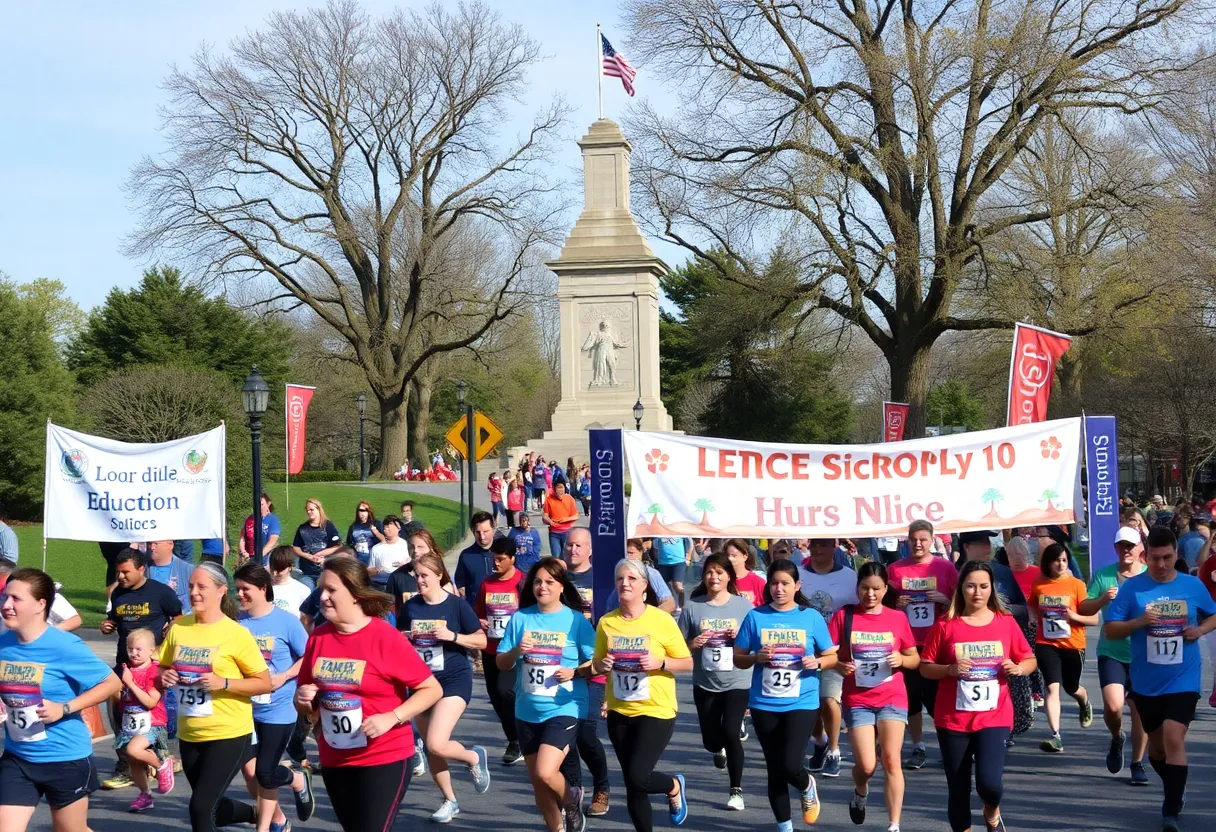 Participants running in the Ring Road Walk and Run event in Bowling Green.