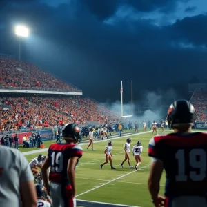 Sam Houston Bearkats competing against Western Kentucky Hilltoppers in a football game