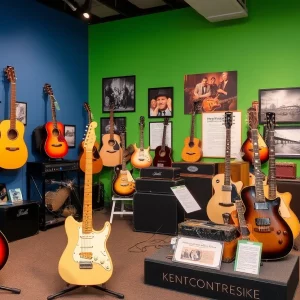 Display of musical artifacts at the Sonic Landscape exhibit