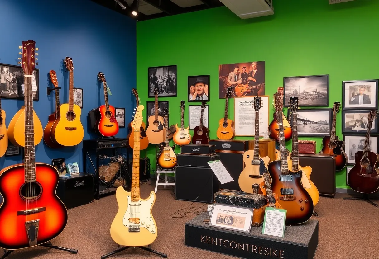 Display of musical artifacts at the Sonic Landscape exhibit