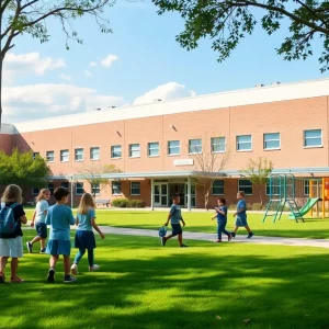 Children playing in a safe school environment at Warren County.