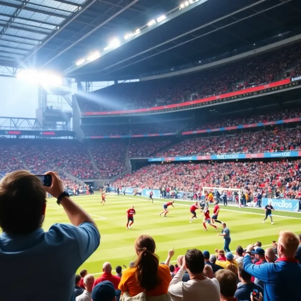 Action shot of WKU football players during a game