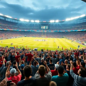 Fans celebrating during WKU football game