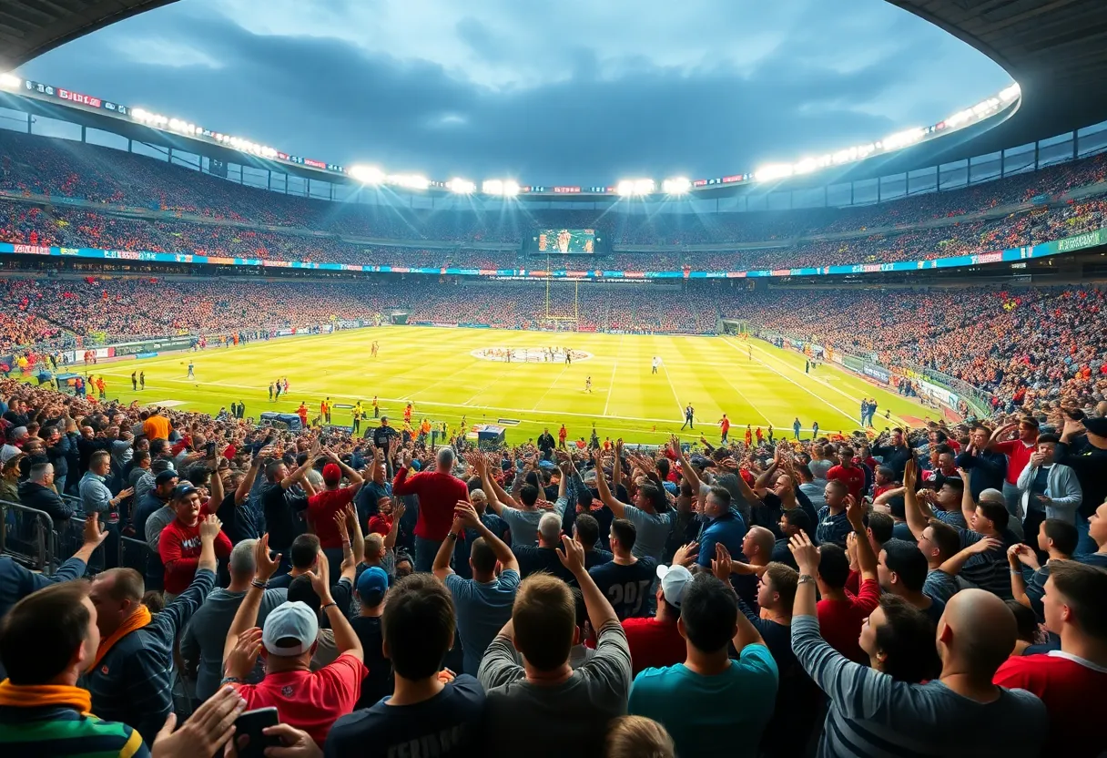 Fans celebrating during WKU football game