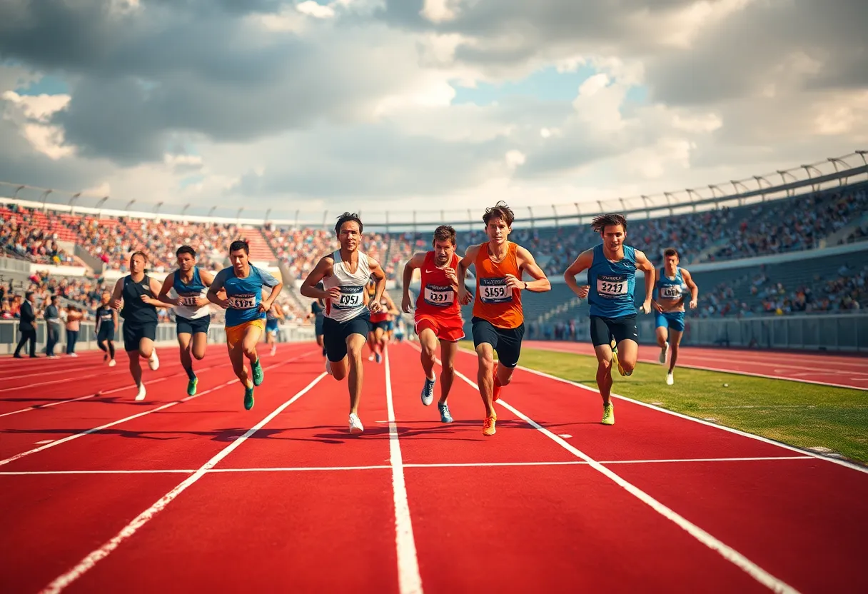 WKU Track and Field athletes competing during an event