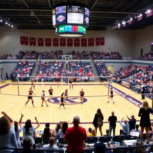 WKU Volleyball team playing at E.A. Diddle Arena