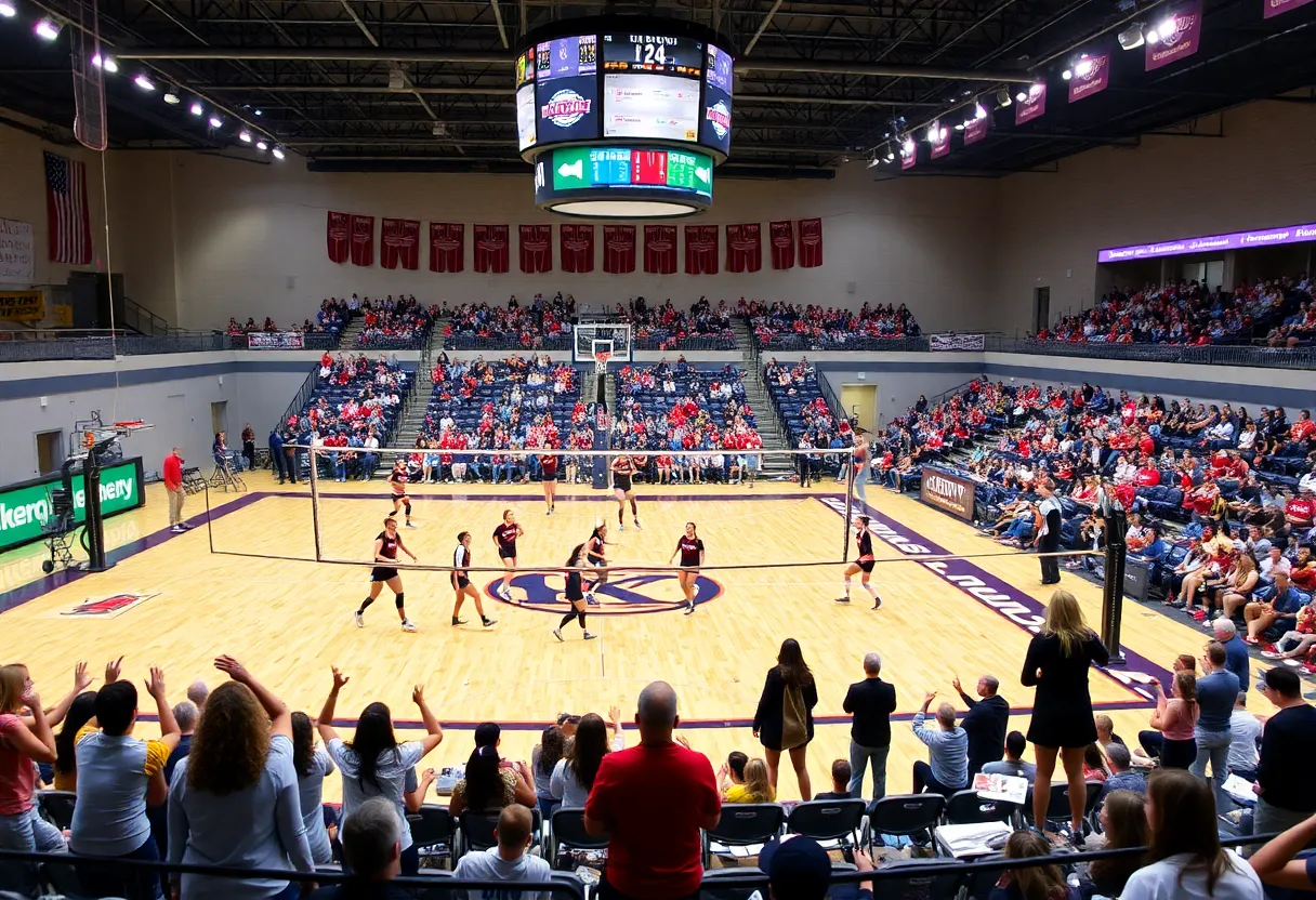 WKU Volleyball team playing at E.A. Diddle Arena